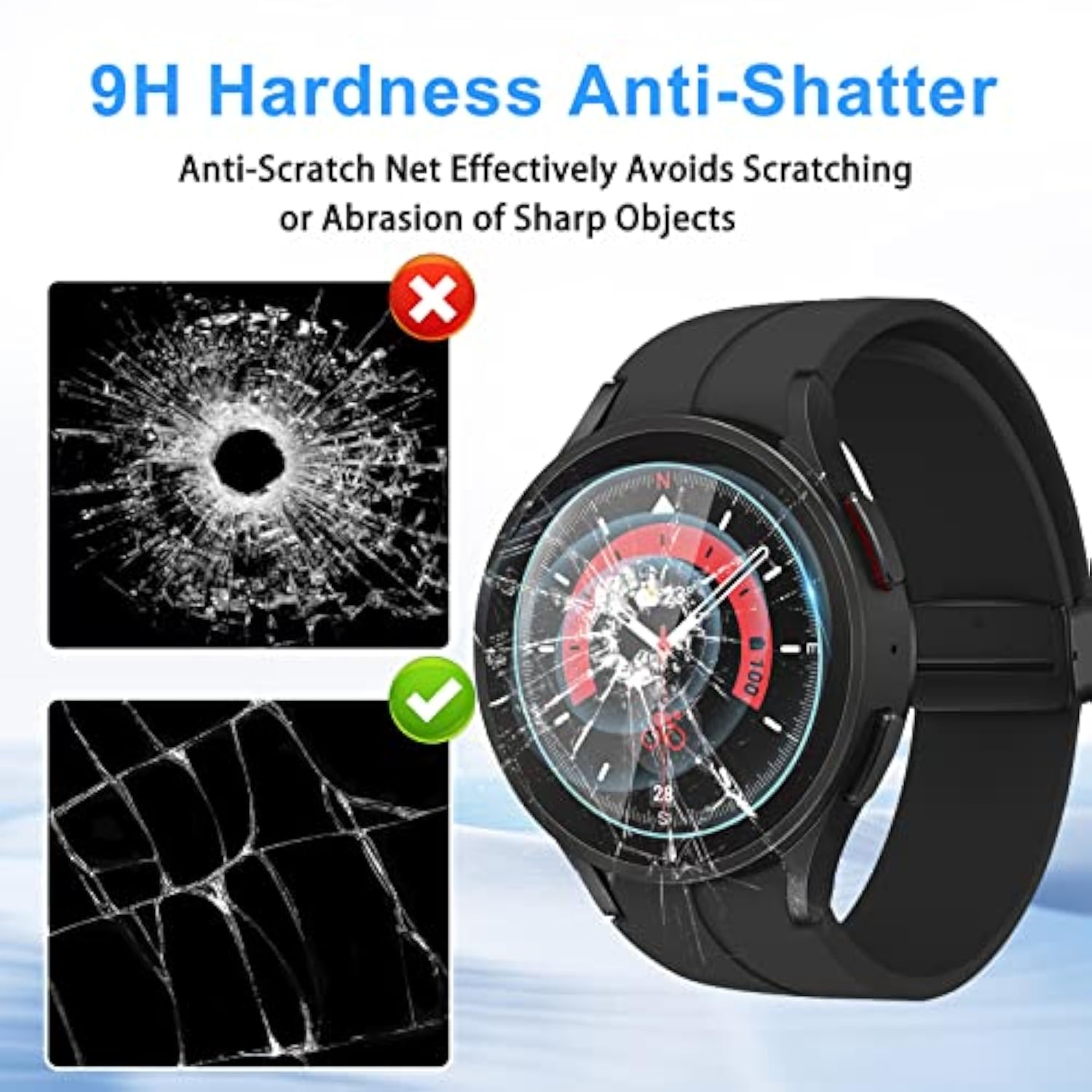 2+2Pack For Samsung Galaxy Watch 5 Pro 45Mm Screen Protector, Privacy And Highdefinition Combination, [Antiscratch] Ultrathin Tempered Glass Screen Protective Film