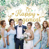 Eucalyptus Engagement Party Decoration, Green Happy Just Engaged Banner, Sage Green Just Married Decorations Kit For Couple Wedding Bridal Shower