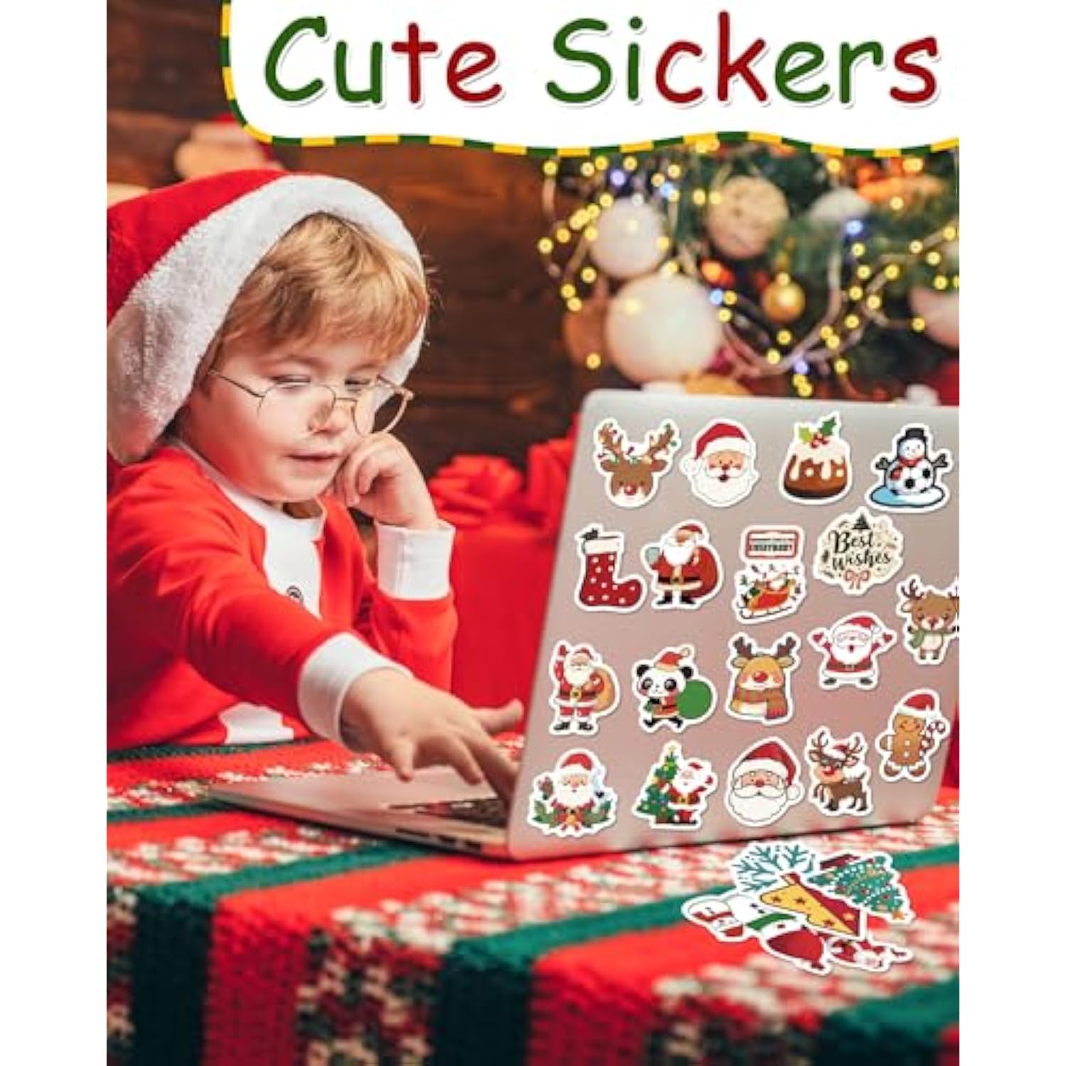 300 Pcs Christmas Stickers For Kids, Christmas Party Favors, Bulk Crafts Prizes & Goodie Bags Stuffers, Waterproof Vinyl Water Bottle Stikers Pack