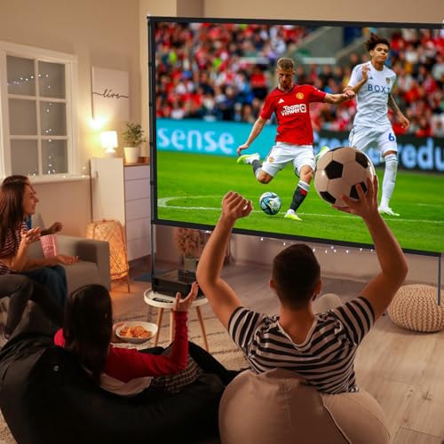 Outdoor Projector Screen with Stand - 120 Inch Portable Projector Screen Indoor and Outdoor Projector Screens 16:9 4K HD Wrinkle Free Lightweight
