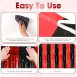 2 Pack Red Black Tinsel Fringe Curtains Party Backdrop Decorations