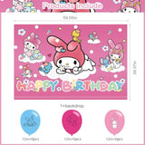 Pink My Melody Birthday Backdrop, 5x3ft Happy Birthday Banner