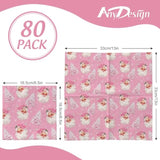 80 Pack Pink Christmas Napkins Santa Xmas Tree Disposable Napkins Merry Christmas Paper Luncheon Napkins For Xmas Winter Holiday Birthday Party Supplies, 6.5 X 6.5 Inch