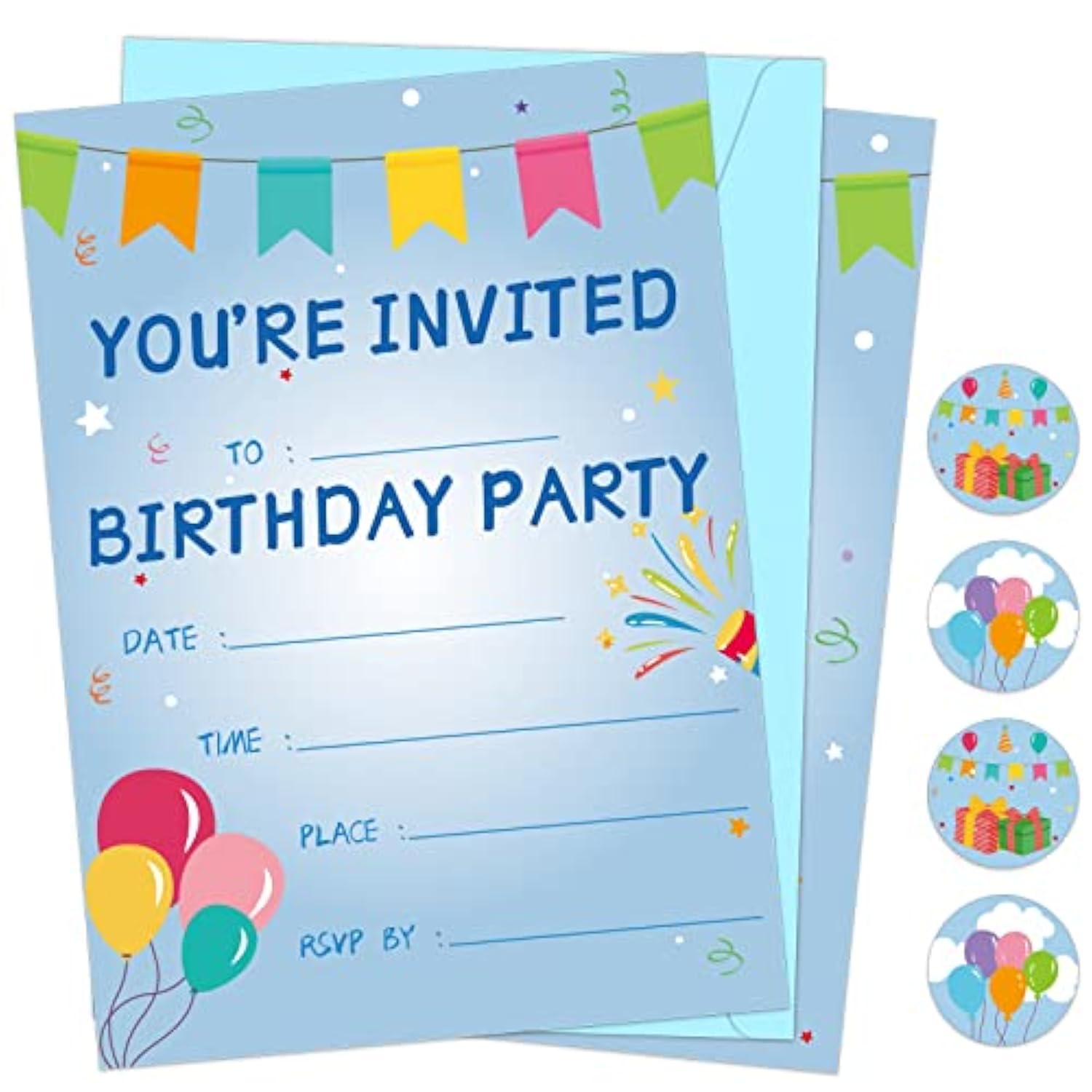 30 Pack Birthday Party Invitations Set Boys Girls Kids Invite Cards With Envelopes Printed Birthday Invitations Supplies With Sticker Labels Decorations For Surprise Party Baby Shower Boys Party