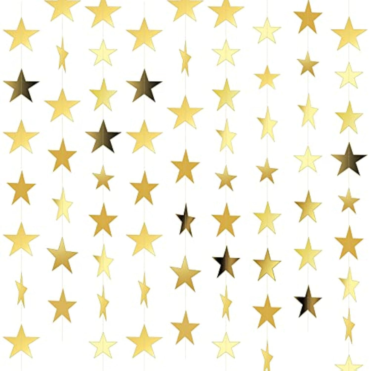65 Feet Glitter Star Paper Garland Banner Hanging Decoration Star Streamers Double Side 2026 Graduation Decorations For Wedding Birthday Festival New Year Party Decoration (Gold)