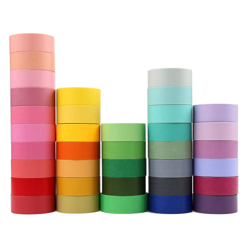 36 Roll Washi Tapes, Washi Masking Tapes Random Rainbow Color For Diy Journal