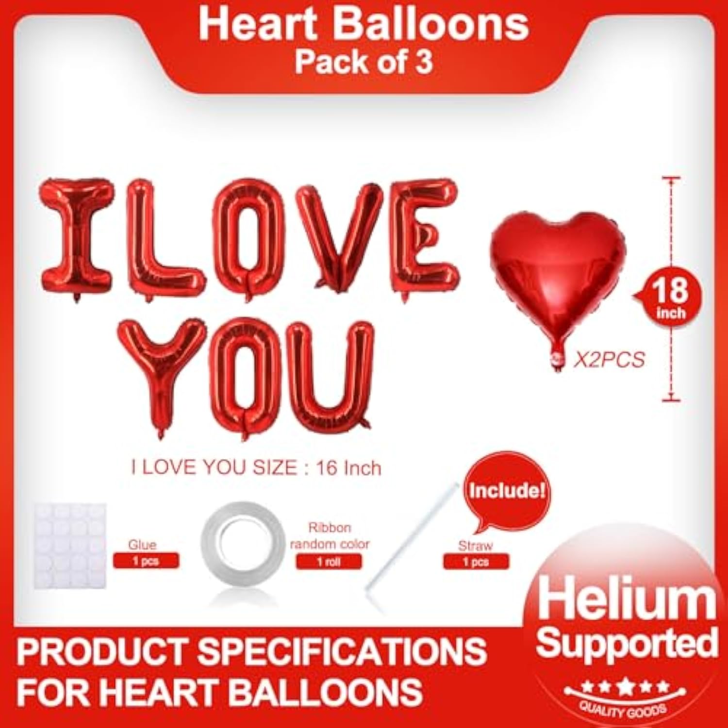 Red Heart Shaped Balloons Red I Love You Valentine Balloons For Valentines Day Bridal Shower Wedding Party Decorations