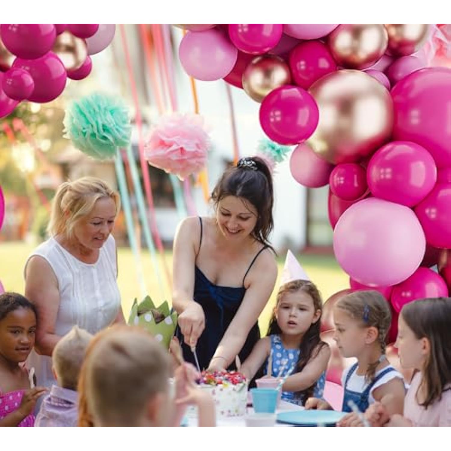 Hot Pink Rose Gold Balloons Arch Kit-123Pcs Macaron Balloons Garland For Gender Reveal Birthday Baby Shower Graduation Engagement Wedding Retirement Party Decoration