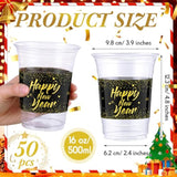 50 Pieces 16 Oz Happy New Year Plastic Cups Bulk, 2026 Happy New Year'S Eve Clear Cups, Festive Drinking Cup Snacks Beer Drinkware For Holiday Party Supplies