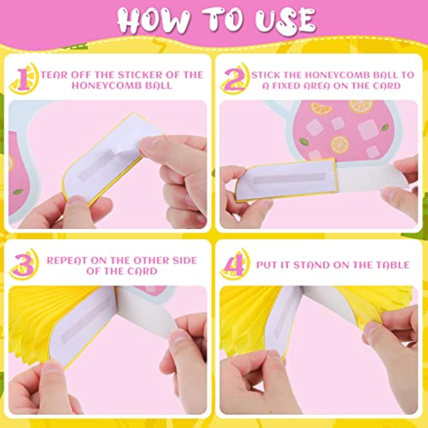 9 Pcs Pink Lemonade Party Honeycomb Centerpieces Lemon Honeycomb Cente