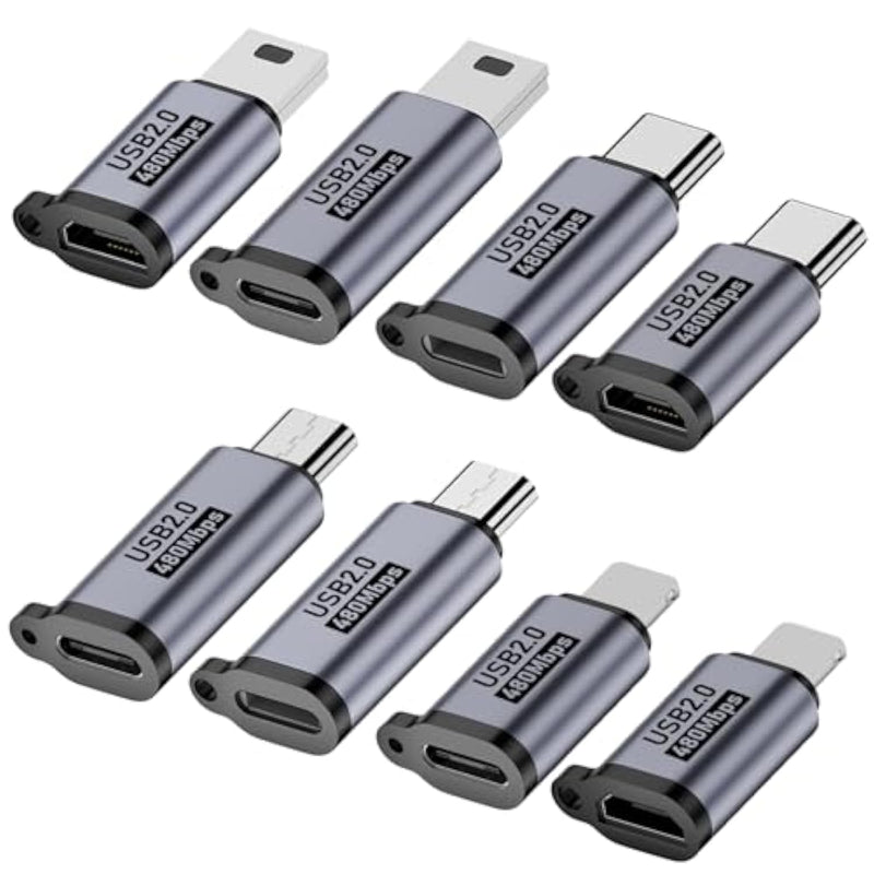 Usb C/Lightning To Micro Usb Adapter, Type C To Lightning Converter, Usb C To Mini Usb Connector (8 Pack)