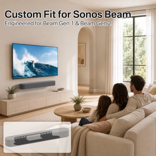 Soundbar Mount for Sonos Beam Wall Mount Black - Heavy Duty Wall Bracket Mount for Sonos Beam Gen 1 & Gen 2 Mounting Bracket for Space Saving
