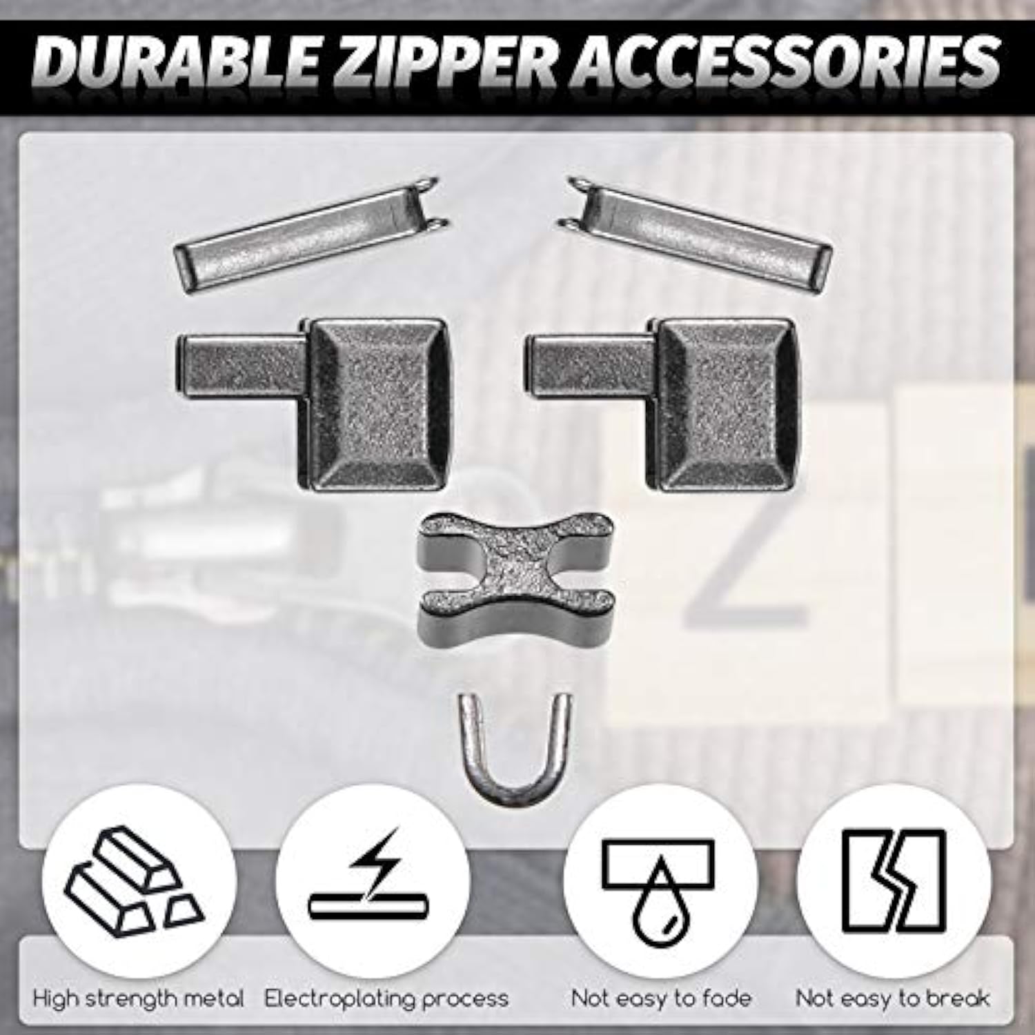 Metal Zipper Head Slider, 4 Sizes Zipper Bottom Sliders Retainer Inser