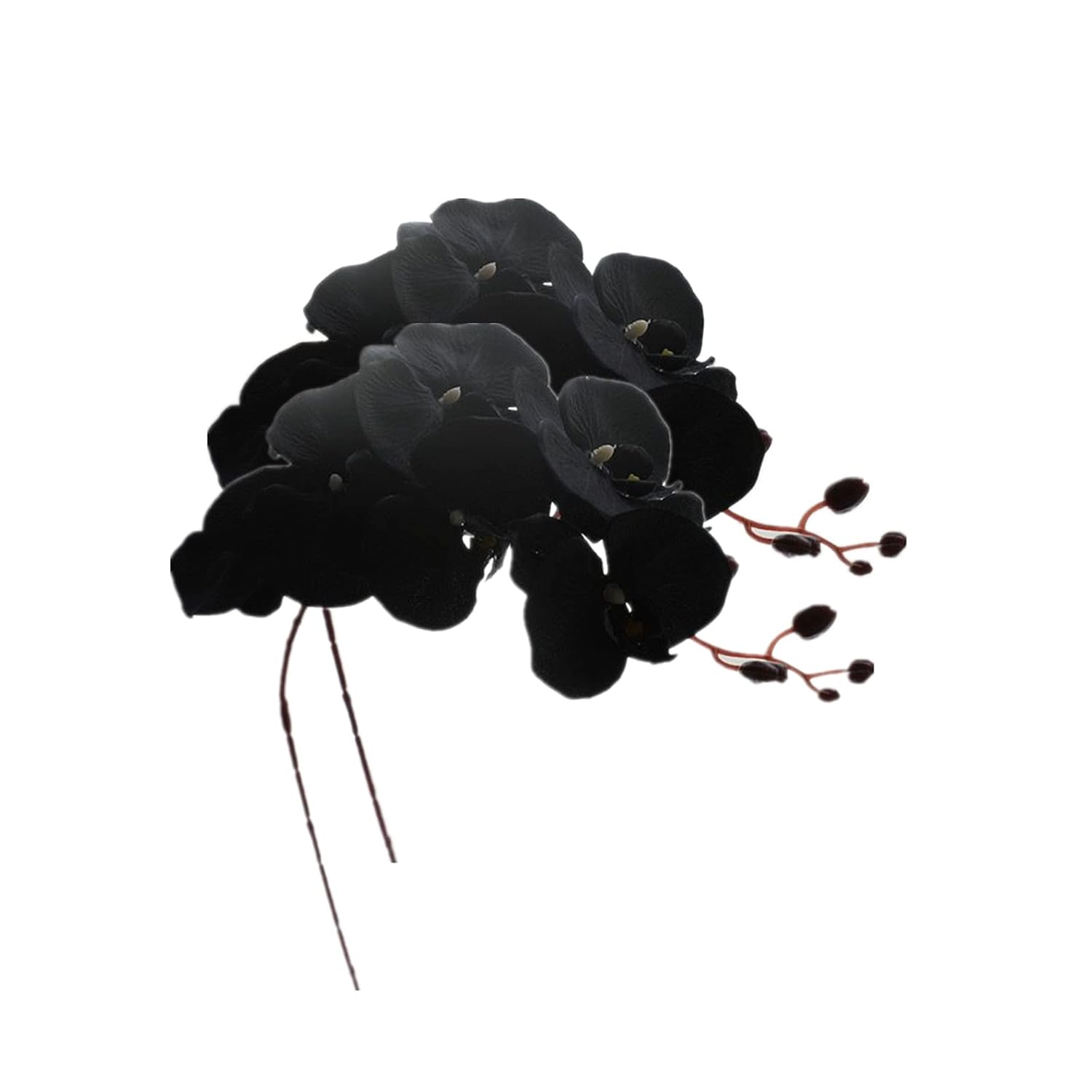 8 Heads Faux Black Orchid,40" Bouquets 2 Stem Phalaenopsis No Fade Petals Fake Flowers Forever Plants For Home Decoration, Office Decor,Wedding Party Decoration