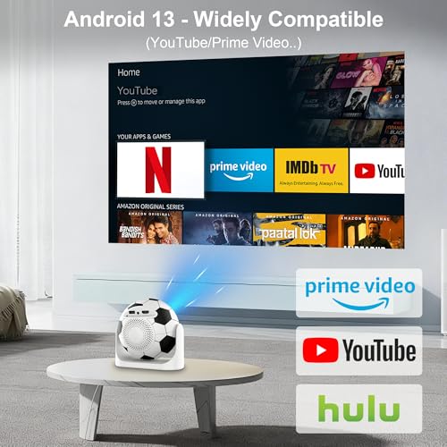 [Built-In Apps] Smart Mini Projector With Wifi And Bluetooth, Auto Focus & Keystone Portable Projector 4K Support, 180° Rotation Home Outdoor Movie Projector Compatible With Tv Stick/Phone/Laptop