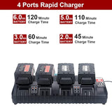 18V 4-Port Battery Charger 48-59-1804, Simultaneous Rapid Charger For 14V & 18V Lithium Ion Battery 48-11-1862 48-11-1850 48-11-1840 48-11-1815 48-11-1820 48-11-1828