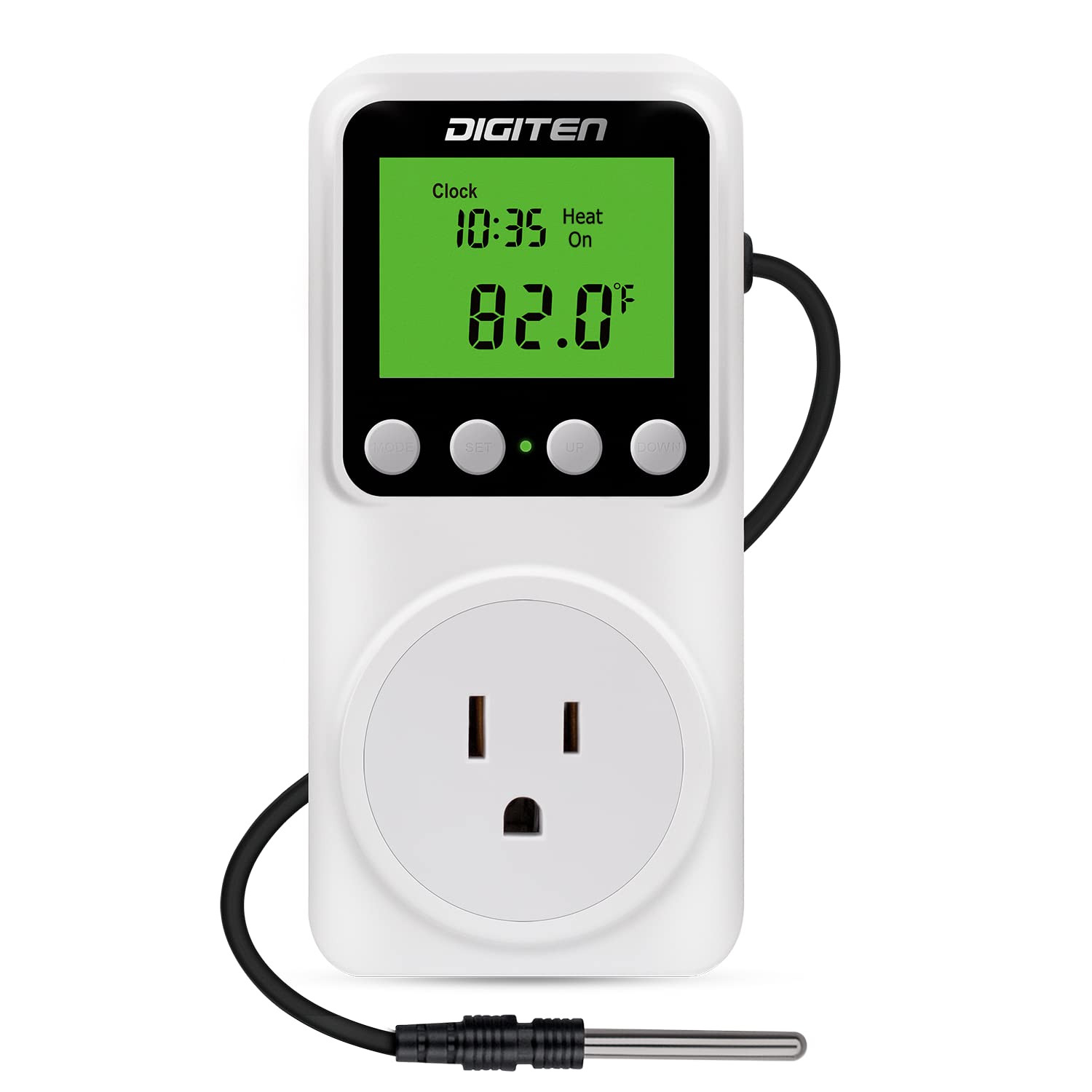 Digital Day-Night Smart Thermostat, 15A Day-Night Temperature Controller, Support Heating/Cooling Mode, Clock Function, / Plug-In Outlet Timer Thermostat With Lcd Screen Backlight Function 110V