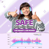 Kids Bluetooth Headphones, Lightweight Wireless Headphones For Kids, 85/94Db Volume Limited, 60 Hours Playtime, Bluetooth 5.3, Over-Ear Toddler Headsets With Built-In Mic-Purple