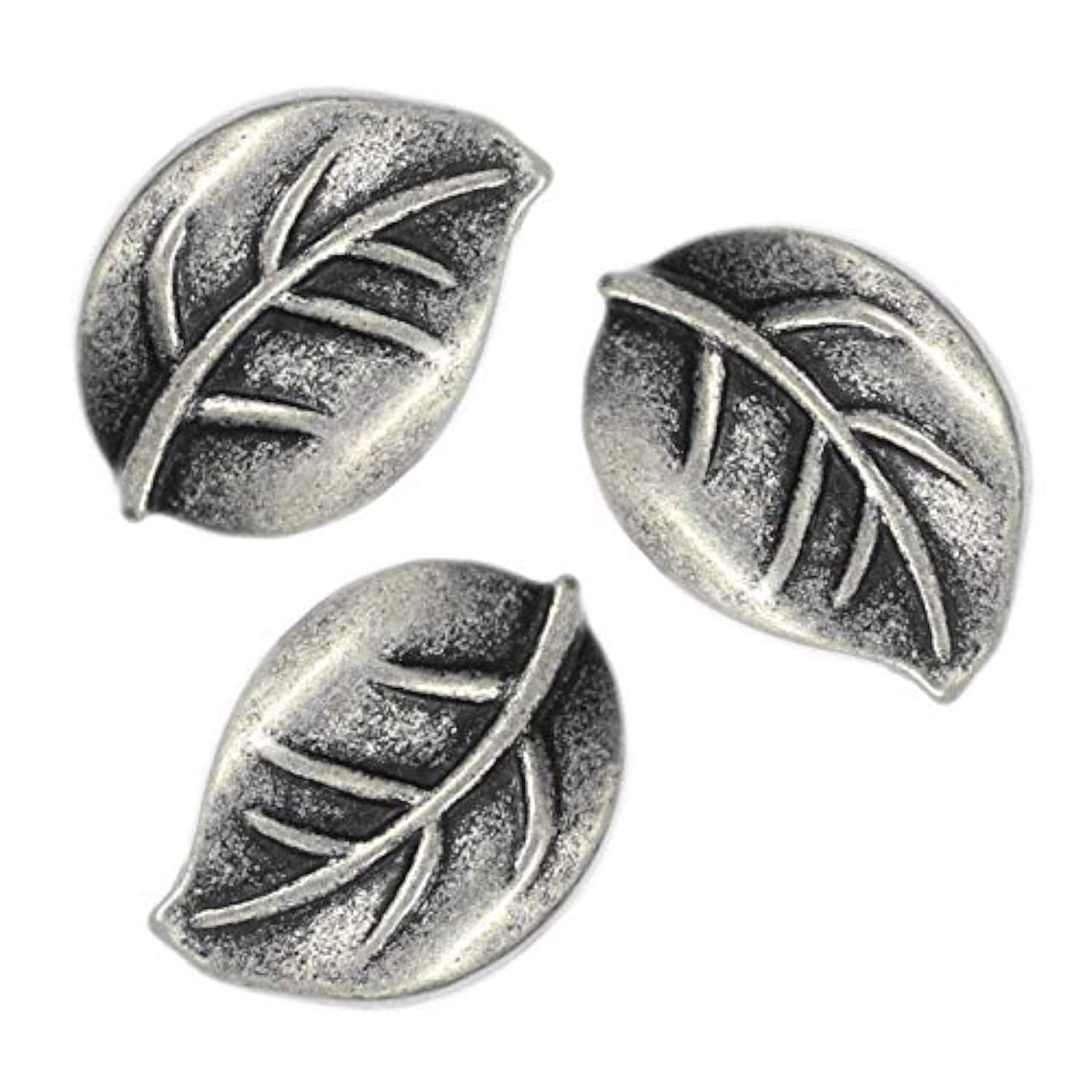 12 Pieces Leaf Metal Shank Buttons 18Mm X 13Mm (Antique Silver)
