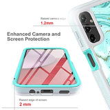 Compatible For Samsung Galaxy A14 5G Case, With [Built-In Screen Protector], Full-Body Drop Protector Cover Glitter Bling Cute Girls Women Design Hybrid Phone Case (Teal)