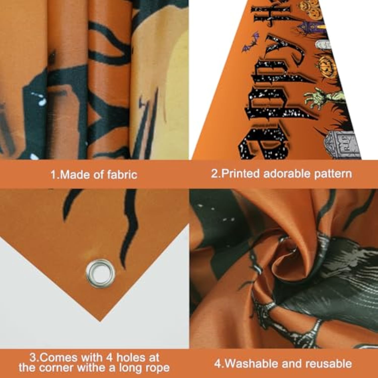 Halloween Large Banner 120x20 Inch Pumpkin Ghost Trick or Treat Outdoor Yard Garden Decor