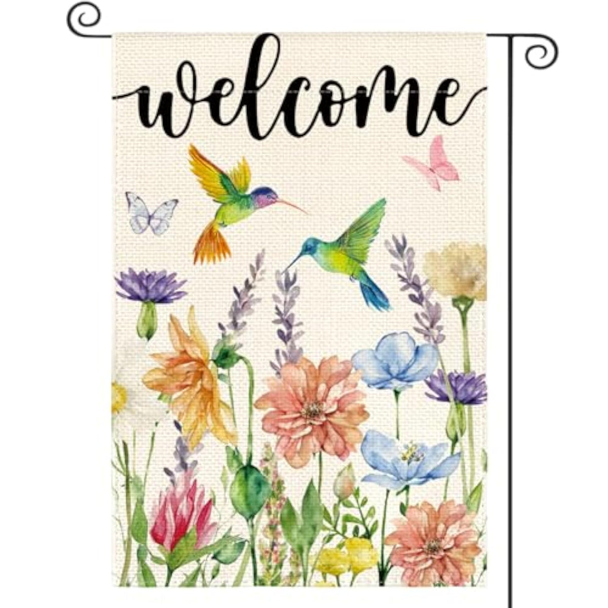 Hummingbird Spring Flowers Garden Flag 12 X 18 Inch Double Sided, Seasonal Welcome Yard Outdoor Flag