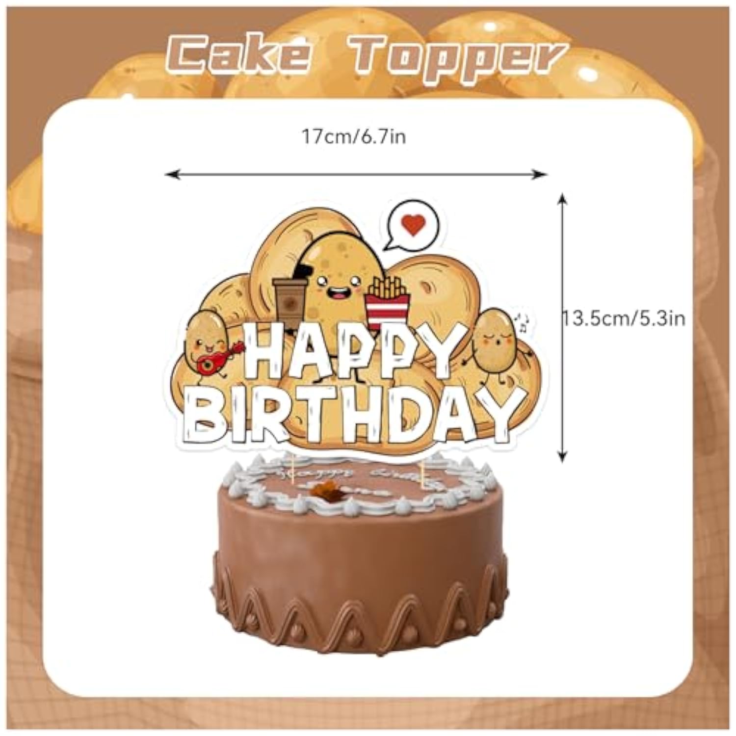 Potato Party Supplies - Cartoon Birthday Decorations Including Happy Banner, Cake Topper, Cupcake Toppers, Balloons For Baby Shower