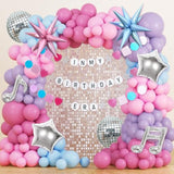 184Pcs Silver Blue Pink Purple Balloon Arch Kit with Banner and Disco Balloons