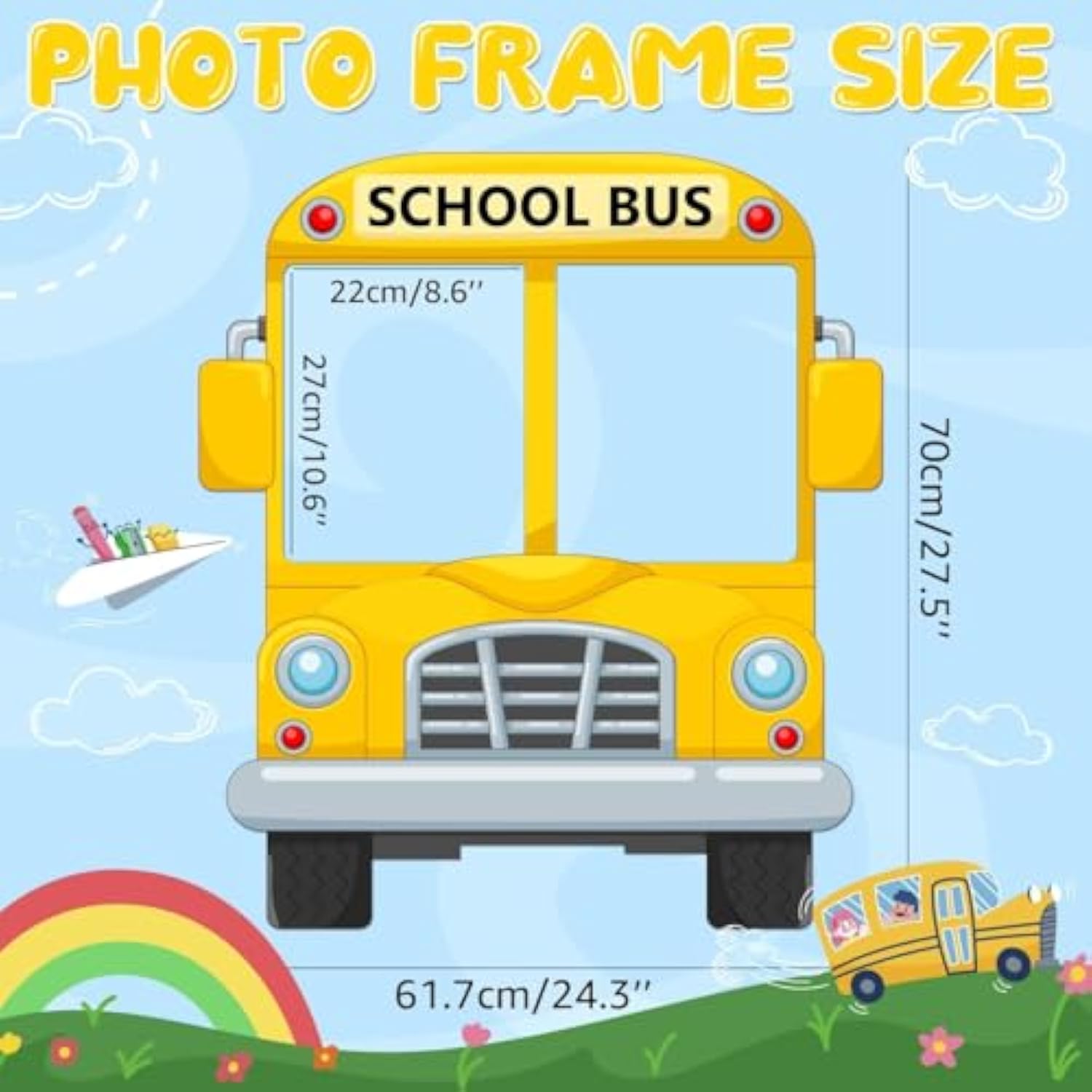 Back To School Photo Booth Props, 16Pcs Back To School Decorations With First Day Of School Bus Photo Booth Frame For Welcome Back To School Themed Decorations, Back To School Party Supplies