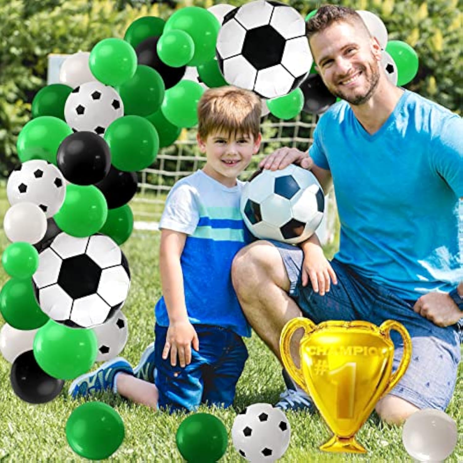 Soccer Balloons Arch Garland Kit, 107Pcs Party Decorations With Latex & Foil Balloons, Banner, Cupcake Toppers For Sports Themed Party