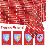 3 Pieces Red Brick Tablecloth Plastic Brick Wrapping Paper Stone Wall Backdrop For Christmas Party Decorations Fireplaces Curtains Door Wallpaper Photography Supplies