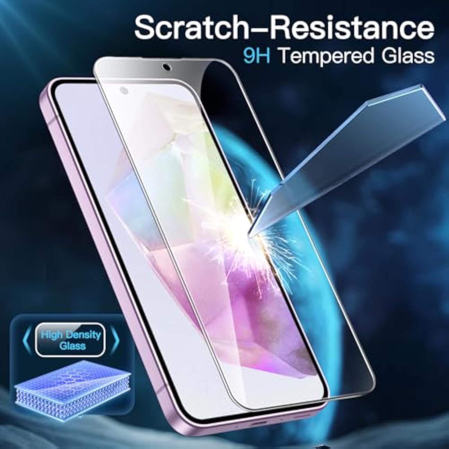 JETech Screen Protector for Samsung Galaxy A35 5G 6.6-Inch, 9H Tempered Glass Film, Anti-Scratch, HD Clear, 3-Pack