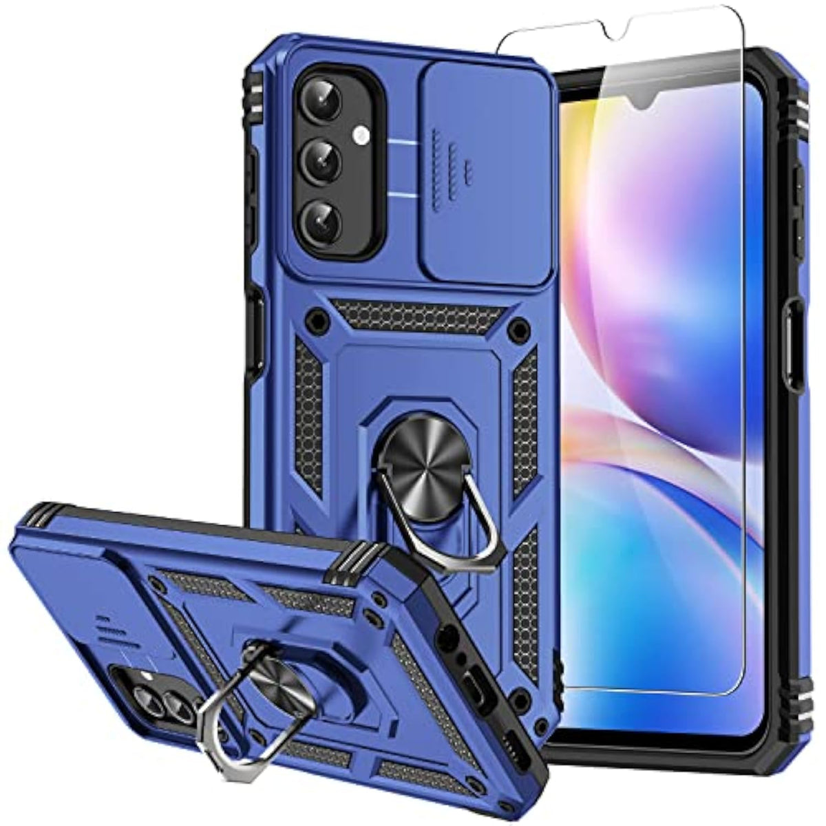 Galaxy A14 5G Case with Screen & Camera Protection Military-Grade Kickstand Blue