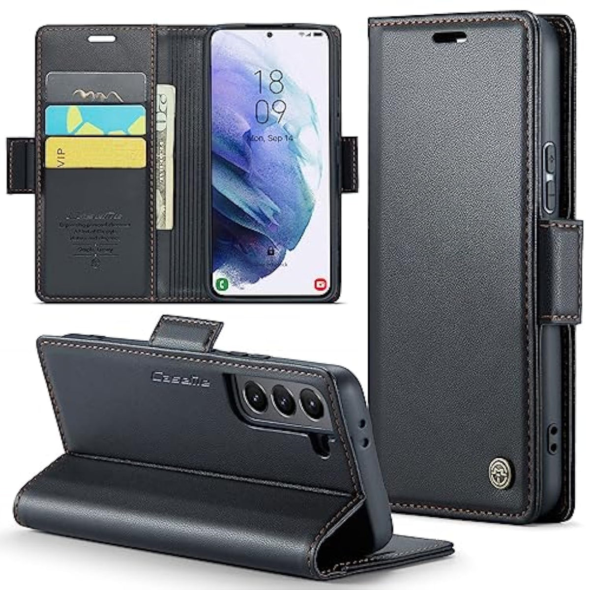 Samsung Galaxy S21+ Plus 5G Wallet Case With [Rfid Blocking] Card Holder Magnetic Kickstand,Leather Flip Protective Case Wallet For Samsung Galaxy S21+ Plus 5G 6.7 Inch -Black