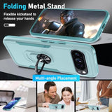 For Google Pixel 9/9 Pro Case With Screen Protector+Camera Lens Protector,Heavy Duty Shockproof Full Body Phone Cover Built In Metal Ring Holder Kickstand,2024 Mint Green