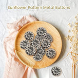50 Pieces Round Metal Buttons Silver Tone Shank Button Sunflower Carve