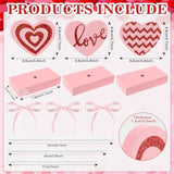 3 Pieces Valentines Day Tiered Tray Decor Set, Wooden Heart Valentines Day Table Decor, Pink Valentines Day Decorations For Home Tables (Pink)