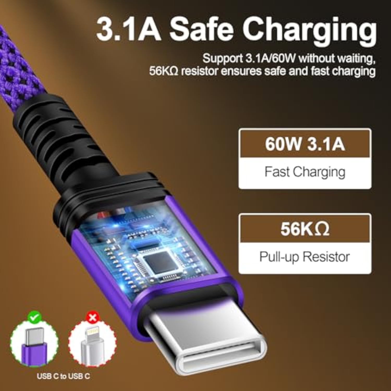 Short Usb A To Usb C Cable 1Ft,2Pack Usb A To Type C Fast Charging Cable 3A Android Charger Cord Nylon Braided For Samsung Galaxy S25 Edge/S25 Ultra/S24/S23/S22/S21/S20,Iphone 16/15 Pro Max,Power Bank