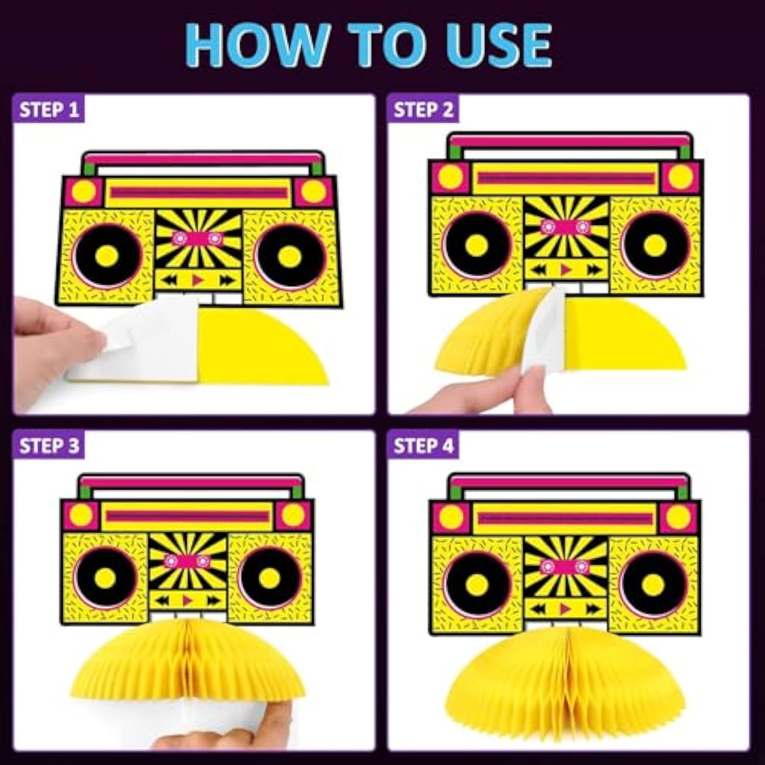 10pcs Neon 80s Honeycomb Centerpieces for Birthday, Wedding & Party Celebrations