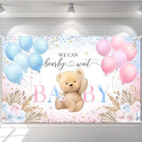Boho Bear Gender Reveal Backdrop Banner Boho Floral We Can Bearly Wait Gender Reveal Decorations Pampas Grass He or She Baby Shower Party Decor (6x3.6ft)