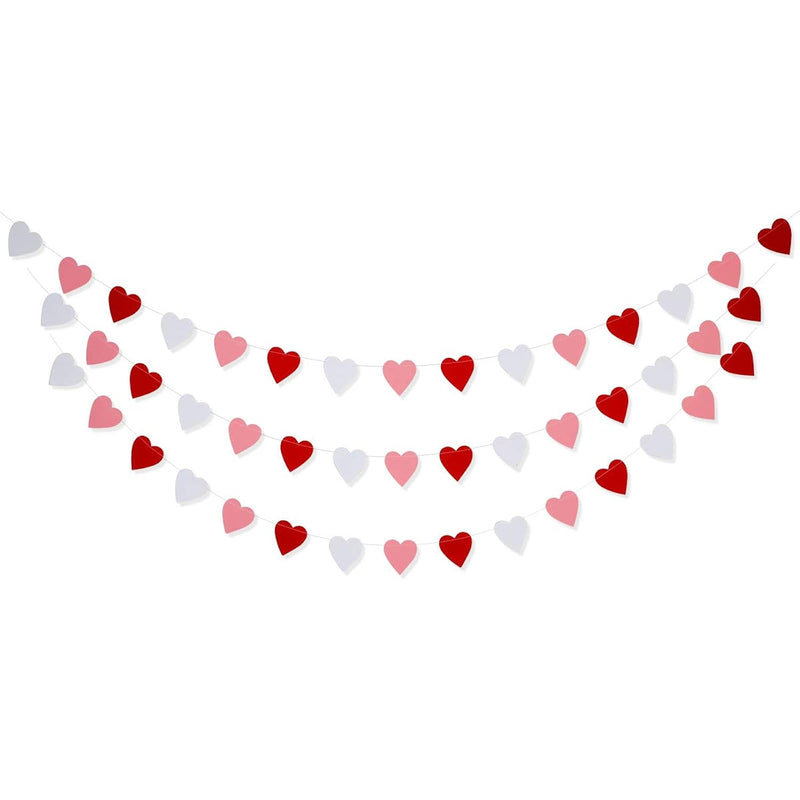 Red&Pink&White Valentines Heart Garland Valentine'S Day Heart Garland