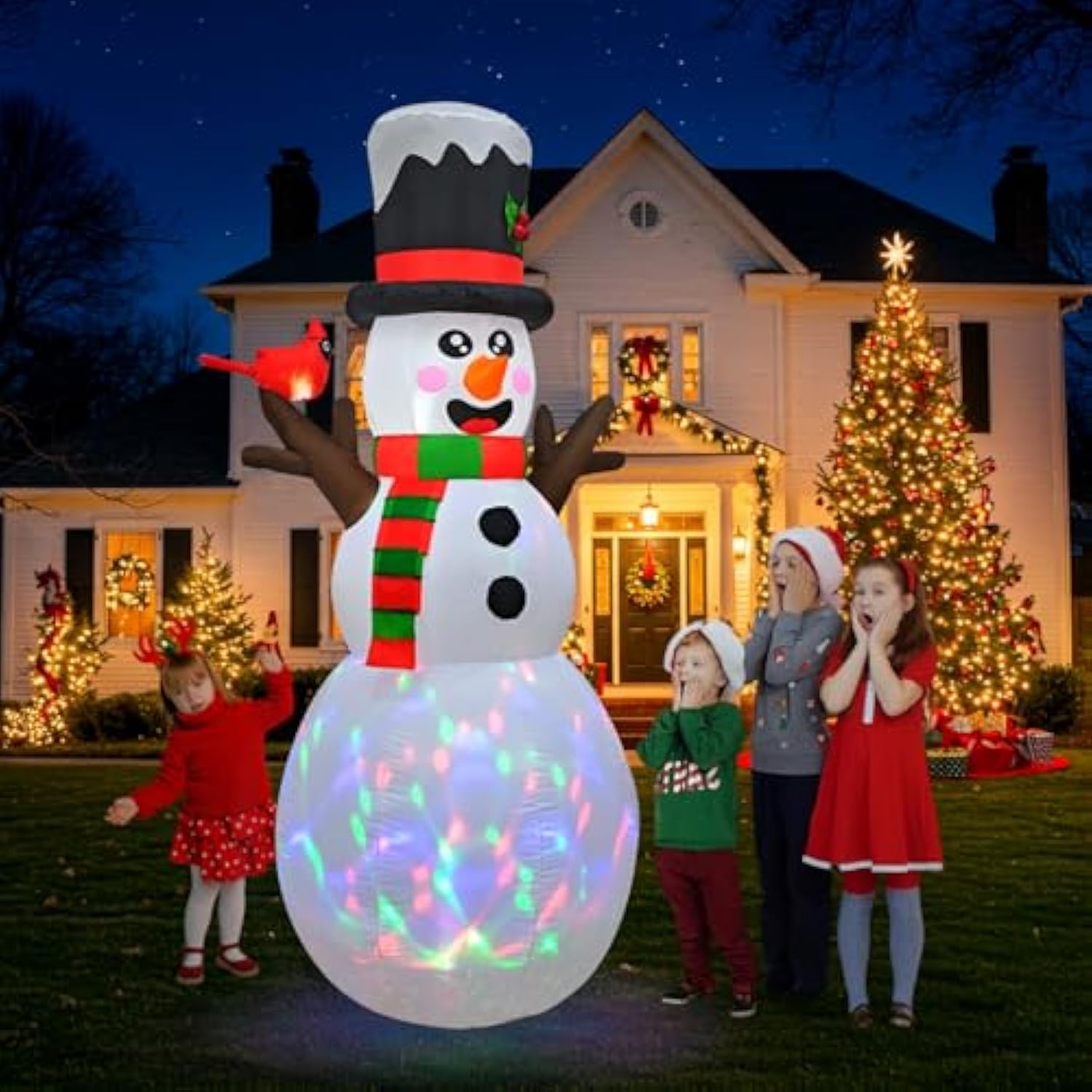 6Ft Christmas Inflatable Outdoor Decoration, Cute Inflatable Snowman Outdoor Christmas Blow Up Yard Decorations With Led