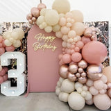 Retro Blush Pink Party Balloons, 52 Pcs 12 Inch Metallic Chrome Rose Gold Dusty Pink Maca Orange Beige Latex Balloons With Rose Gold Confetti Balloons For Birthday Wedding Baby Shower Party Decoration