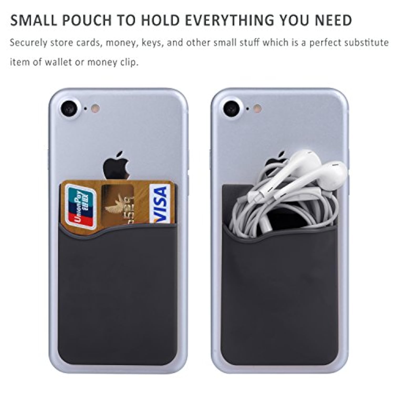 3-Pack Silicone Stick-On Card Holder Wallet for Phones & Tablets