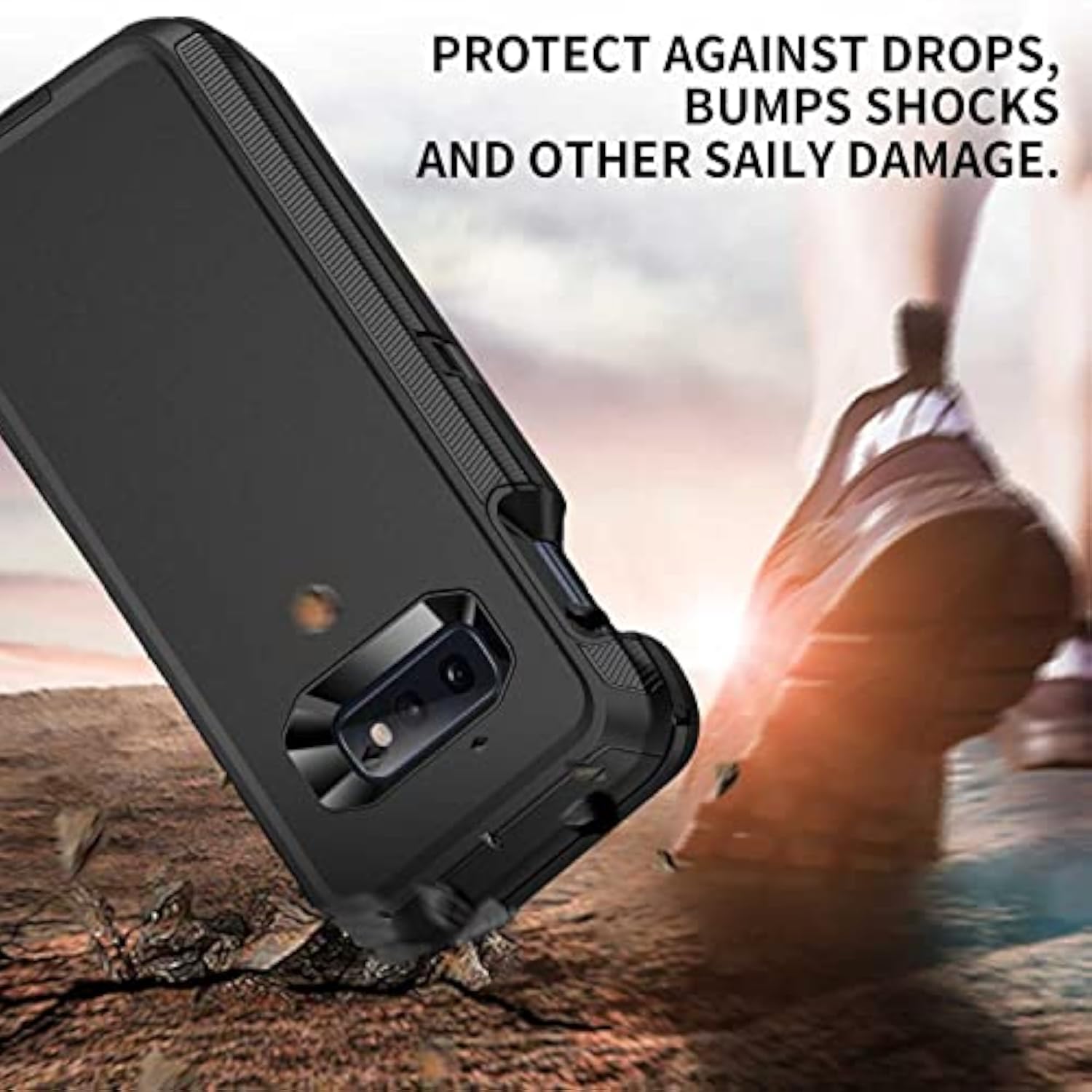 Galaxy S10e Case, 3-Layer Full Body Protection Heavy Duty High Impact Hard Cover Case for Samsung Galaxy S10e, Black
