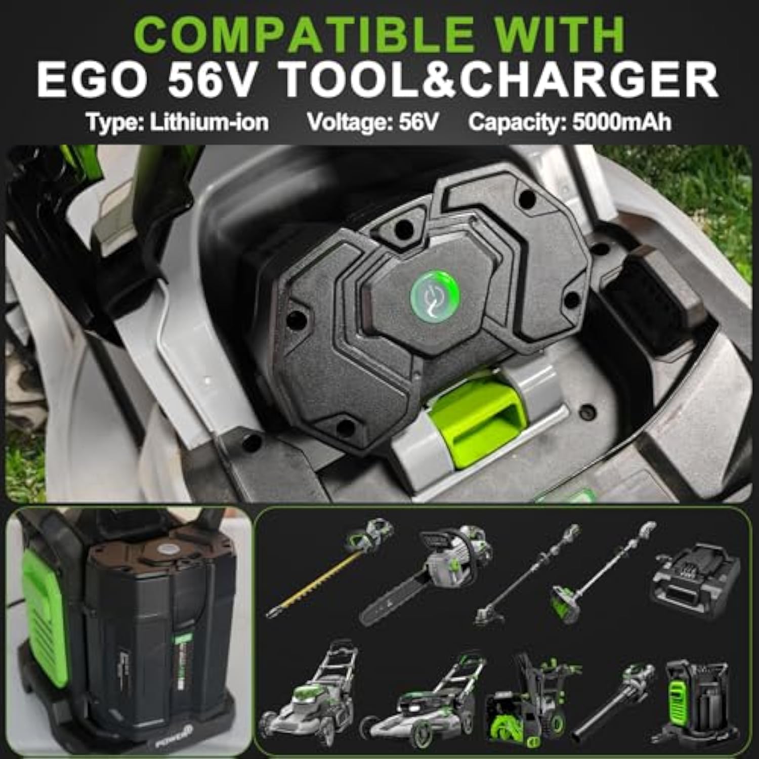 5.0Ah Battery Replacement For Ego 56V Battery Ba1400T Ba2800T Ba4200T 56Volt Lithium Batteries