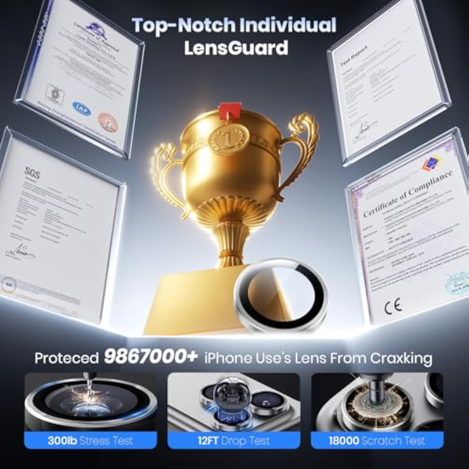 For Iphone 17 Pro Max/17 Pro Camera Lens Protector - [Top 9H+ Tempered Glass - 12Ft Military Grade] Hd Invisible Fit Camera Screen Protector Cover Accessories Case Friendly?Silver