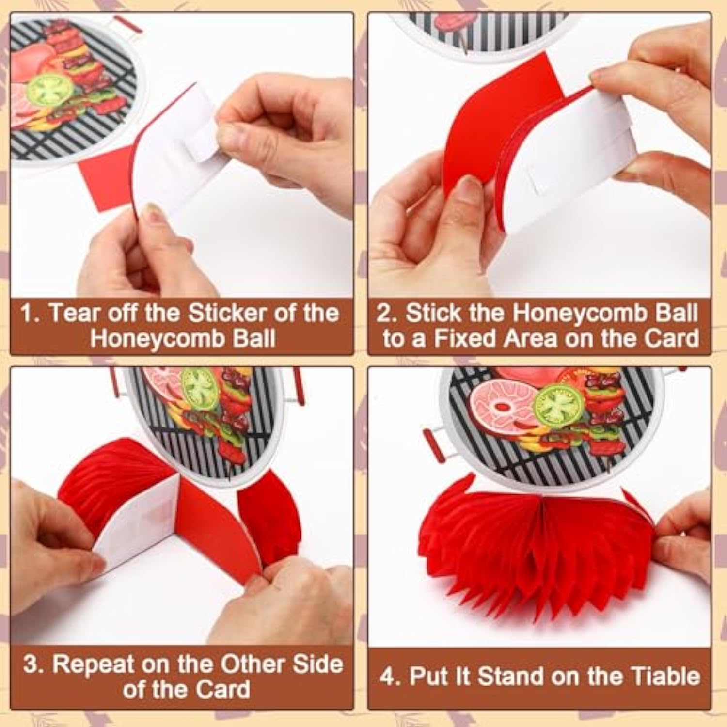 9Pcs Bbq Baby Shower Party Decorations Honeycomb Centerpieces, 3D Double Side Summer Picnic Centerpieces For Tables Cookout Bbq Birthday Picnic Themed Party Decorations Supplies