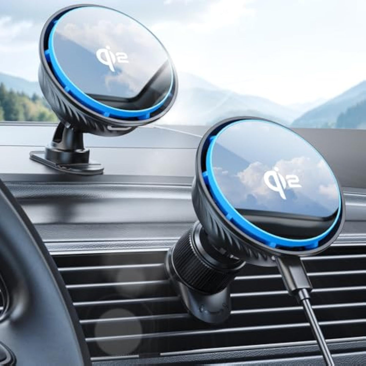 For Magsafe Car Mount Charger, Qi2.0 15W Magnetic Wireless Car Charger, Magsafe Charger For Iphone 16 Pro Max/16/15/14/13/12, Fast Charging Magnetic Phone Mount Holder, Black