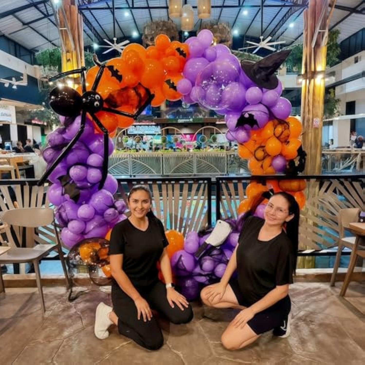 139Pc Halloween Balloon Arch Kit – Orange Black Purple with Bat & Spider Decor